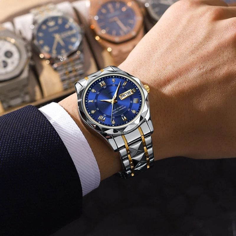 Fashion Business Men's Watches Fashion Trend Quartz Wristwatch Original Waterproof Stainless Steel Watch for Man Date Week 2024 Top Sale
