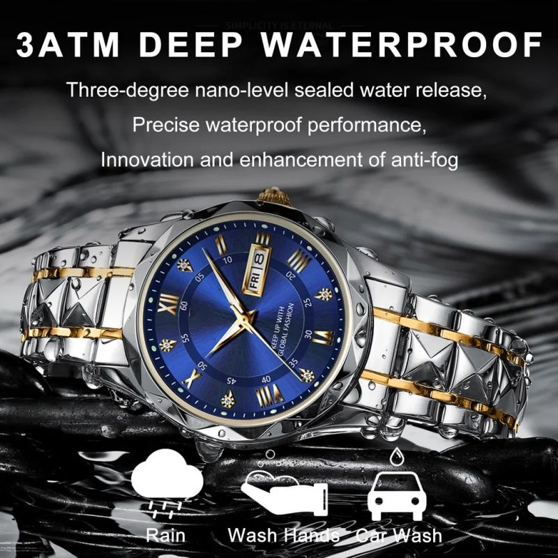 Fashion Business Men's Watches Fashion Trend Quartz Wristwatch Original Waterproof Stainless Steel Watch for Man Date Week 2024 Top Sale