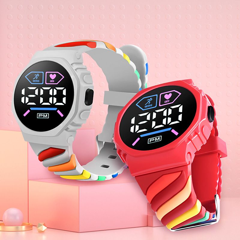 LED Digital Children Kids Watch Wristwatch for Boys Girls Waterproof Silicone Rainbow Kids Student Sport Electronic Watches