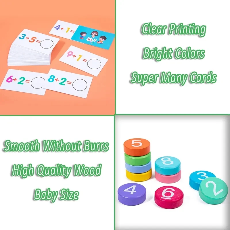 Kids Math Toys Arithmetic Card Matching Games Addition Subtraction Parish Early Educational Counting Toys for Kid