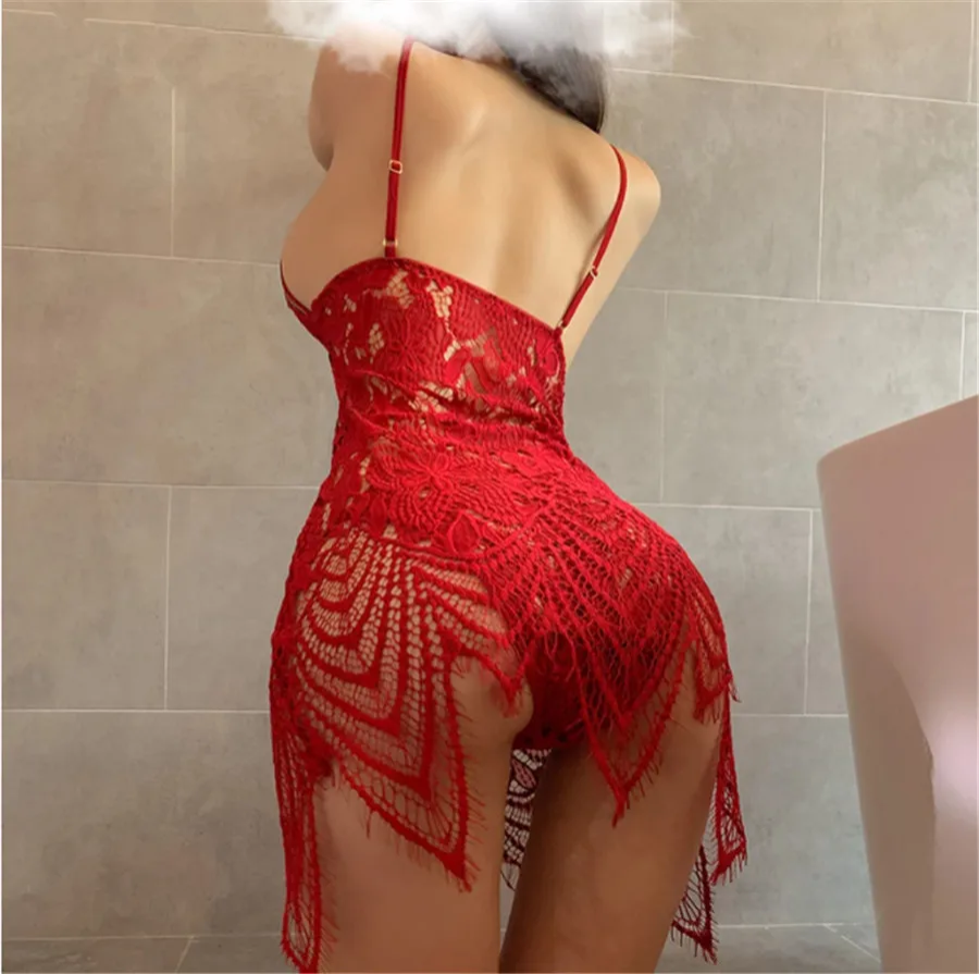 New Sexy Women Suspenders Hip Skirt  Underwear Lace Nightdress Hot Transparent Sexy Sleepwear Nightdress Erotic Fascinated Sexy Lingerie Babydolls For Women