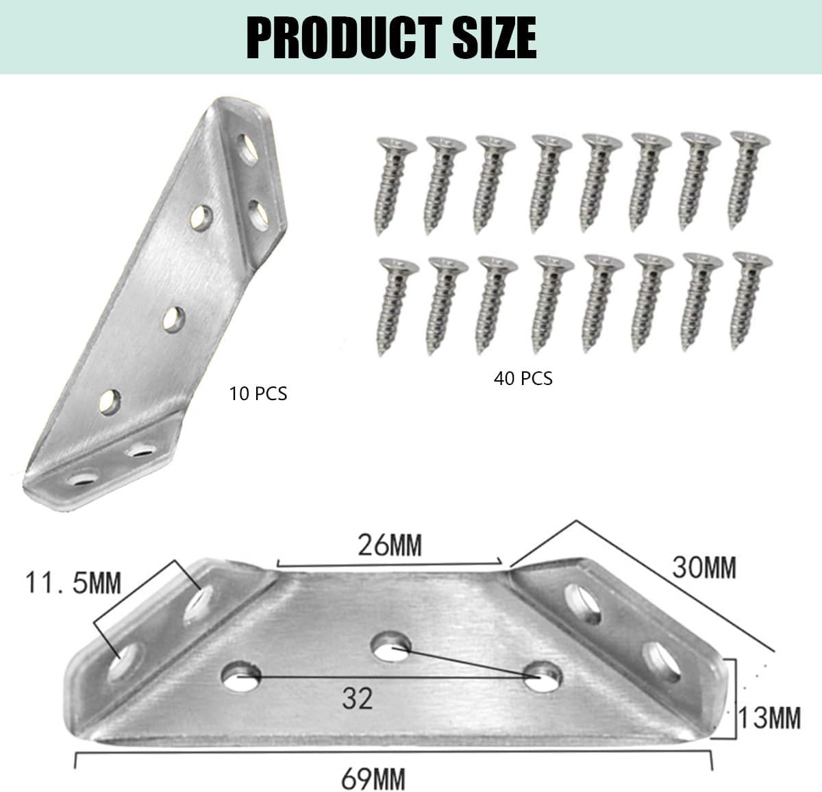 Universal Stainless Steel Furniture Corner Braces Heavy Duty Corner Brackets 10pcs/Lot