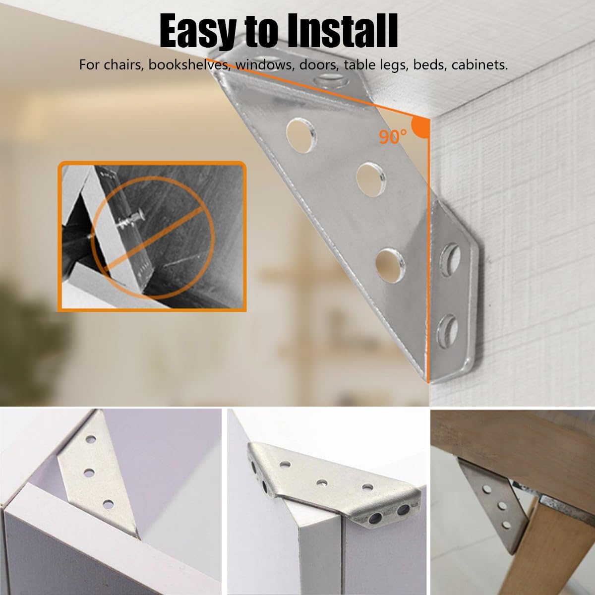 Universal Stainless Steel Furniture Corner Braces Heavy Duty Corner Brackets 10pcs/Lot