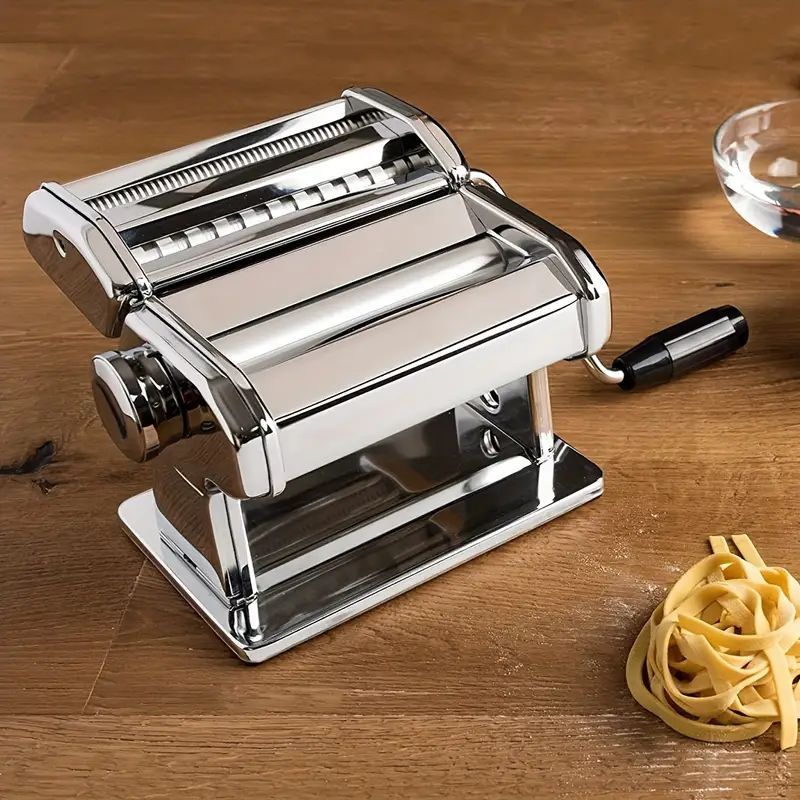 Noodles Maker For Homemade Pasta, Stainless Steel Pasta Machine With Cutter And Hand Crank