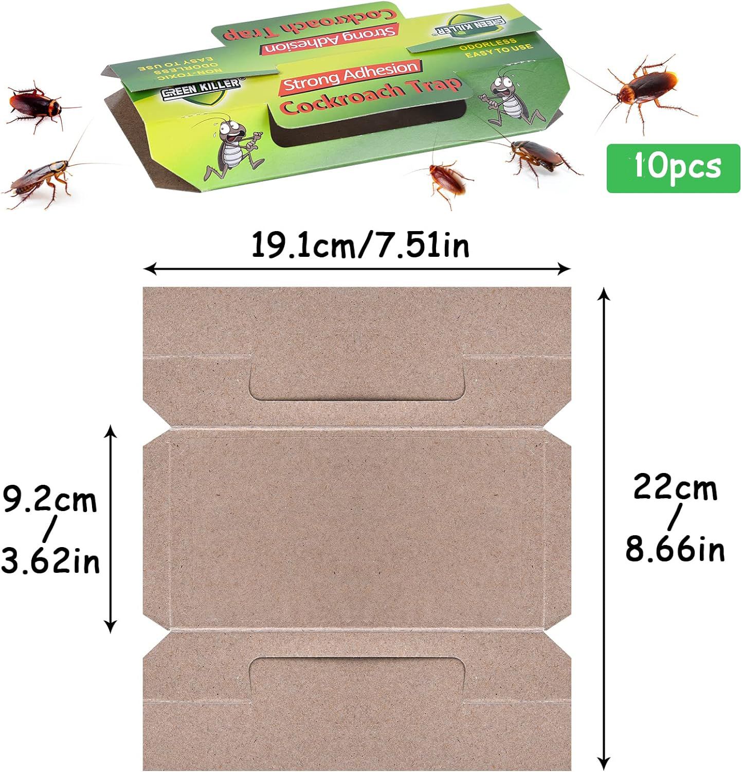 10 pcs Professional Cockroach Trap - Multi-Entry Bait Station for Fast Roach Control & Elimination, Cockroach Trap, Roach Motel, Pet Friendly Roach Killer Indoor for Roach, Ants, Spiders, Bugs