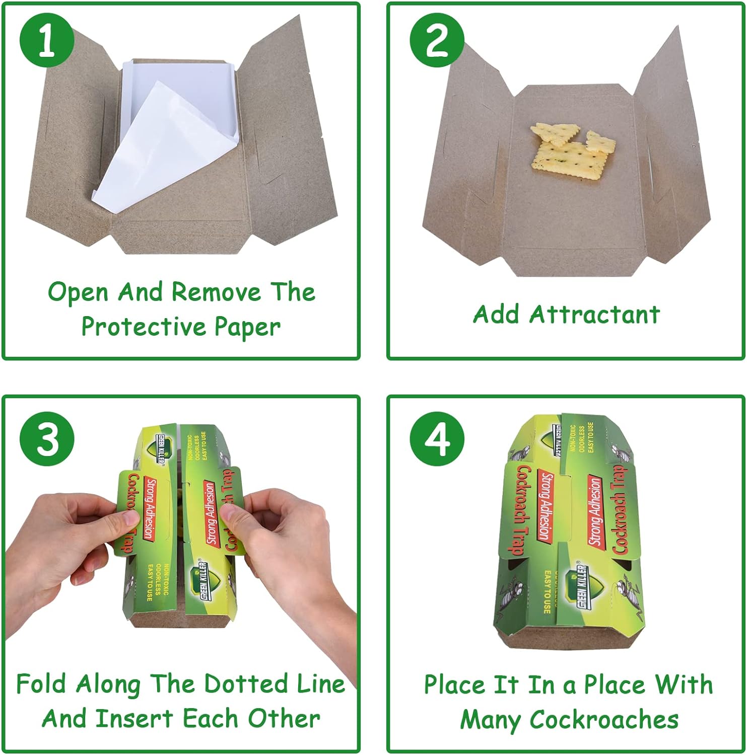 10 pcs Professional Cockroach Trap - Multi-Entry Bait Station for Fast Roach Control & Elimination, Cockroach Trap, Roach Motel, Pet Friendly Roach Killer Indoor for Roach, Ants, Spiders, Bugs