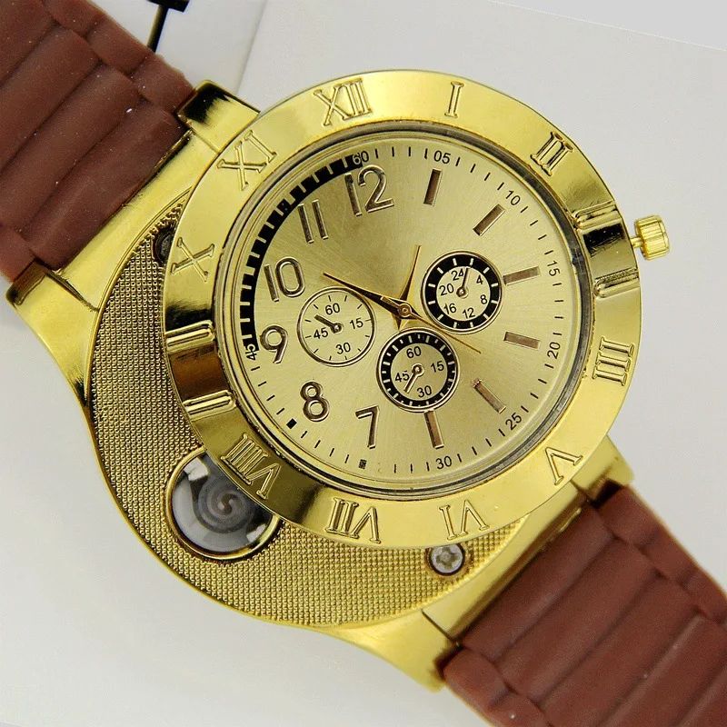 Creative Mens Watches Lighters Windproof Cigarette Lighter Flameless Plasma Rechargeable USB Touch Sensor Smoking Lighters