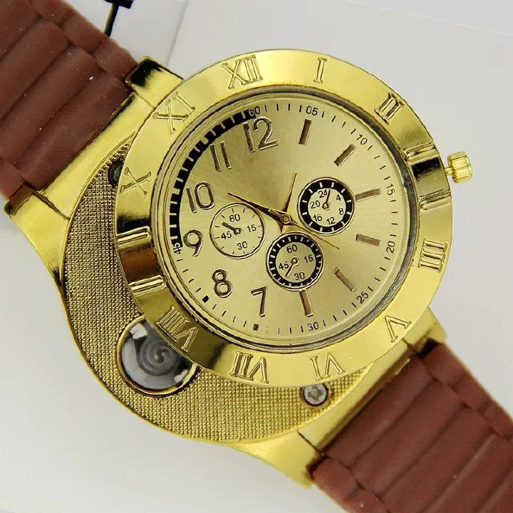 Creative Mens Watches Lighters Windproof Cigarette Lighter Flameless Plasma Rechargeable USB Touch Sensor Smoking Lighters