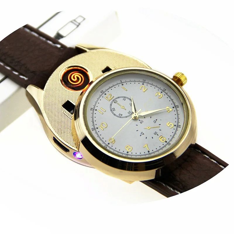 Creative Mens Watches Lighters Windproof Cigarette Lighter Flameless Plasma Rechargeable USB Touch Sensor Smoking Lighters