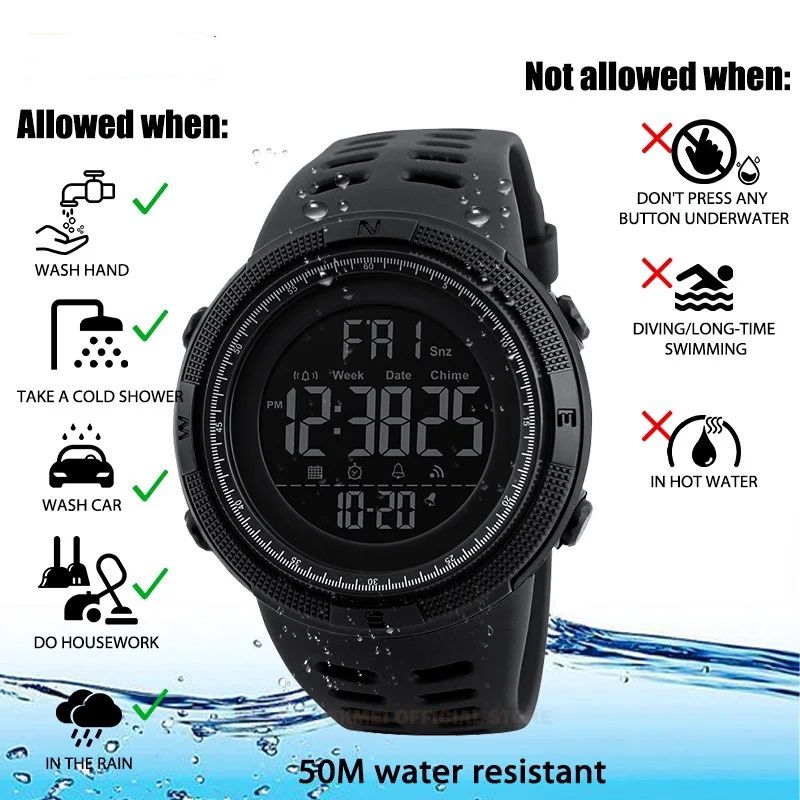 New Sports Digital Watch For Men Waterproof Electronic Countdown Mens Wristwatches Military Clock  Sports Watches+Watch Gift Box