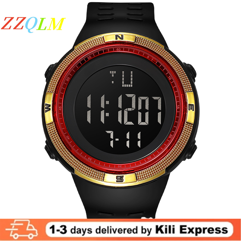 New Sports Digital Watch For Men Waterproof Electronic Countdown Mens Wristwatches Military Clock  Sports Watches+Watch Gift Box
