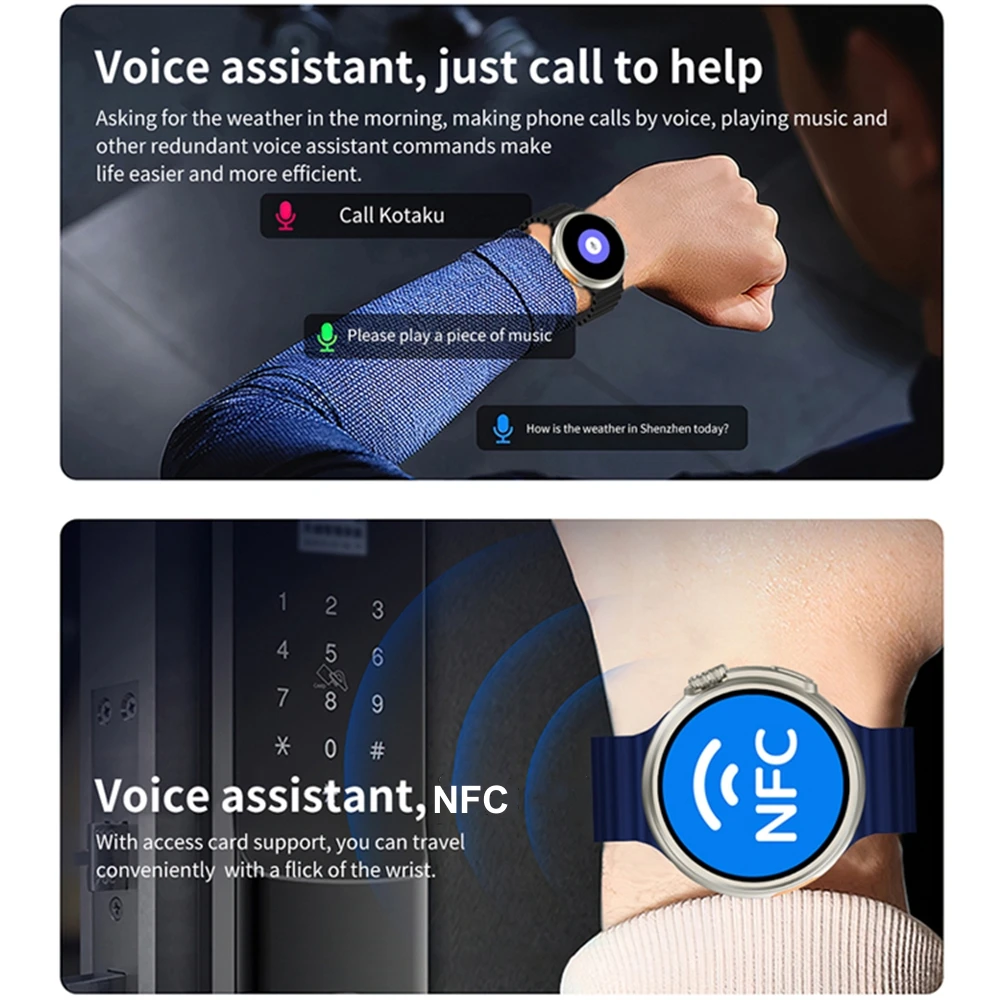Z78 Ultra Smartwatch NFC Wireless Charging Men Women Smart Watch Bluetooth Call Blood Pressure AI Voice Assistant Game