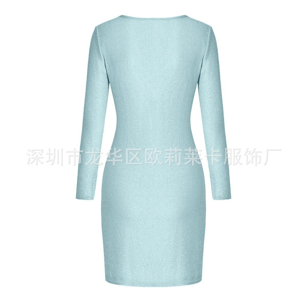 Slim Fit Lady Evening Dress Slim Long Sleeve Bag Hip Skirt Women Wish Sexy Dress Printed Pattern PrSquins Hip Fit Lady Skirt Girls Party Concert Dress Night