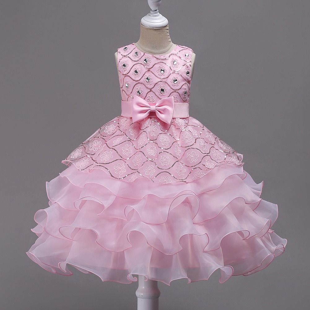 2024 African Popular Flower Baby Pompadour Dress Dress Girls' wedding Dress Shaggy Dress Large Children with Diamond Princess Stage Dress p Children's Festival Party Princess Dress  Element