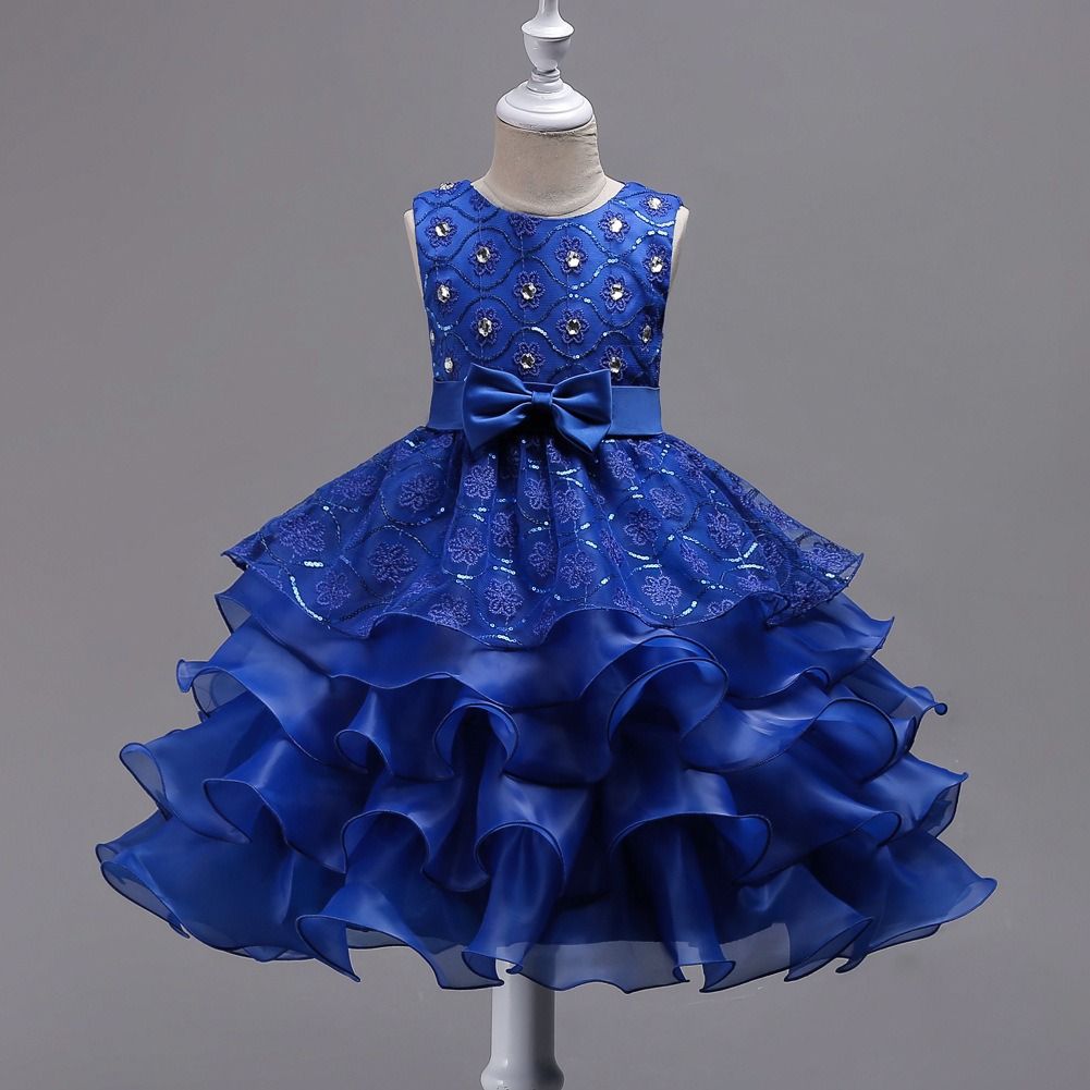 2024 African Popular Flower Baby Pompadour Dress Dress Girls' wedding Dress Shaggy Dress Large Children with Diamond Princess Stage Dress p Children's Festival Party Princess Dress  Element