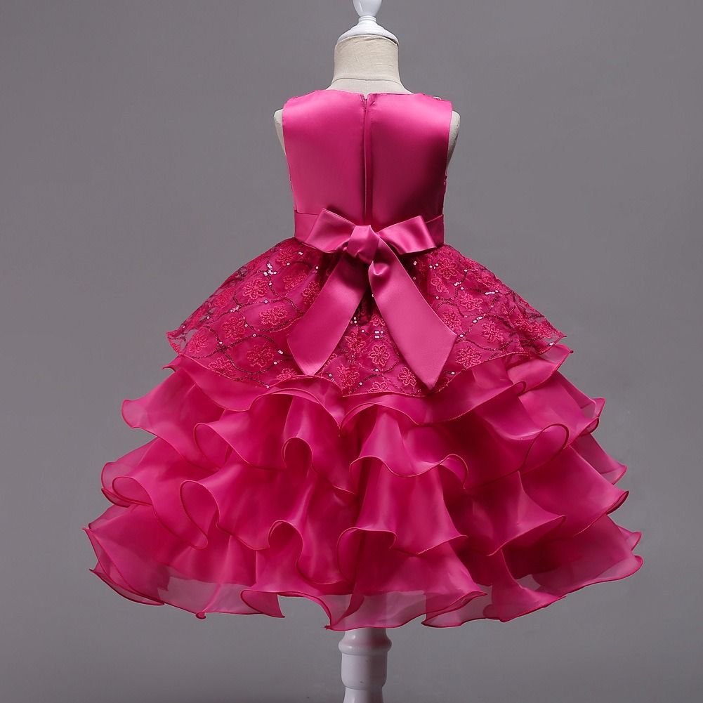 2024 African Popular Flower Baby Pompadour Dress Dress Girls' wedding Dress Shaggy Dress Large Children with Diamond Princess Stage Dress p Children's Festival Party Princess Dress  Element