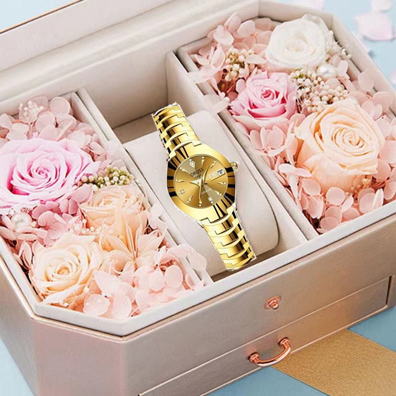 Popular High Quality 30M Waterproof Steel Band Calendar Women Watches Luminous Business Women's Date Watches Lovers' Ladies Leisure Metal  Watches Lovers Girlfriends Wife's Birthday Gift Date Waches