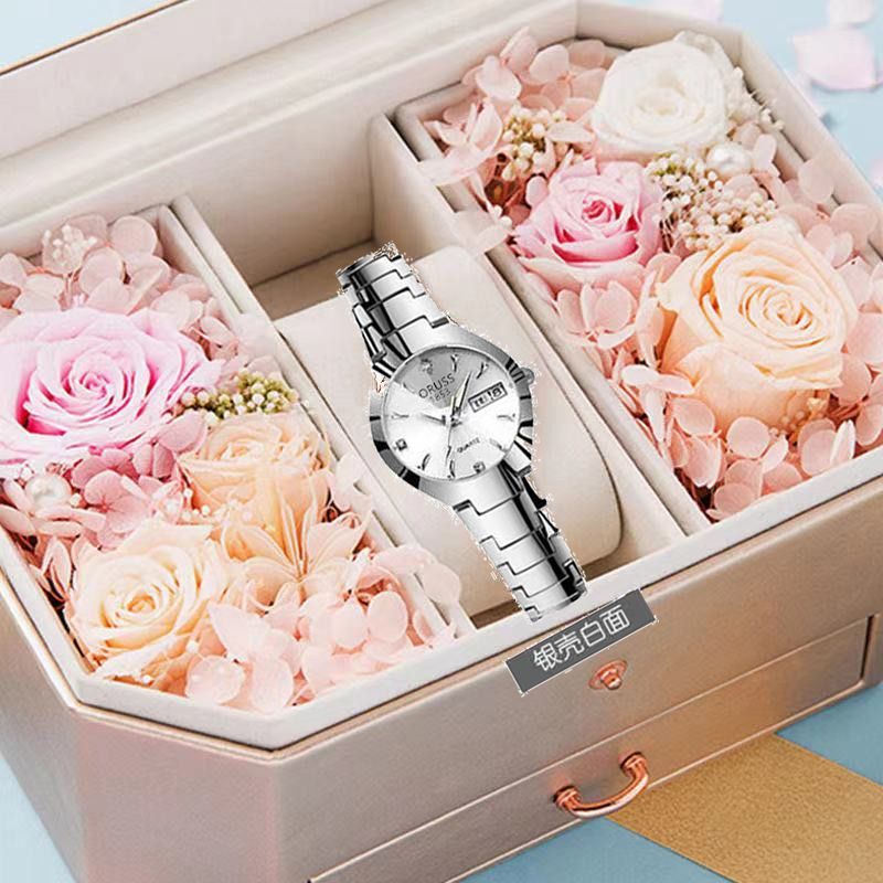 Popular High Quality 30M Waterproof Steel Band Calendar Women Watches Luminous Business Women's Date Watches Lovers' Ladies Leisure Metal  Watches Lovers Girlfriends Wife's Birthday Gift Date Waches
