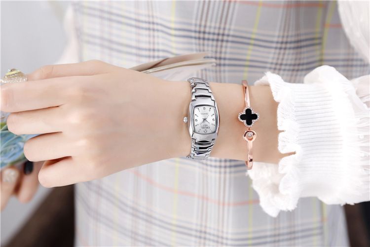 Popular Office Lady Women Dual Calendar Square Watch Popular High Quality 30M Waterproof Steel Band Calendar Women Watches Luminous Business Women's Date Watches Lovers' Ladies Leisure Metal Watches