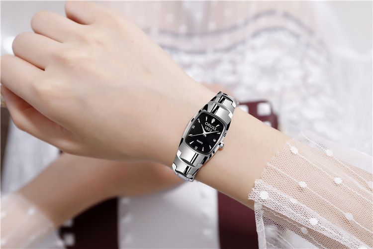 Popular Office Lady Women Dual Calendar Square Watch Popular High Quality 30M Waterproof Steel Band Calendar Women Watches Luminous Business Women's Date Watches Lovers' Ladies Leisure Metal Watches