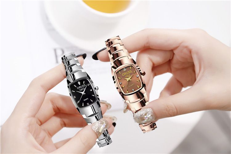 Popular Office Lady Women Dual Calendar Square Watch Popular High Quality 30M Waterproof Steel Band Calendar Women Watches Luminous Business Women's Date Watches Lovers' Ladies Leisure Metal Watches