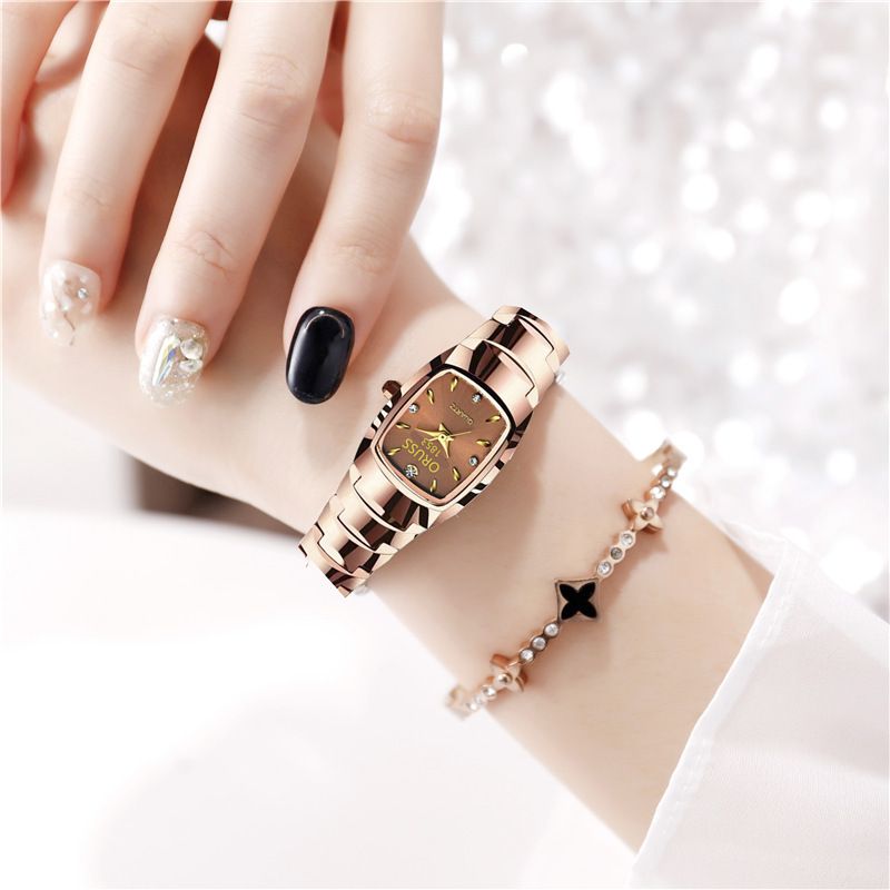 Popular Office Lady Women Dual Calendar Square Watch Popular High Quality 30M Waterproof Steel Band Calendar Women Watches Luminous Business Women's Date Watches Lovers' Ladies Leisure Metal Watches