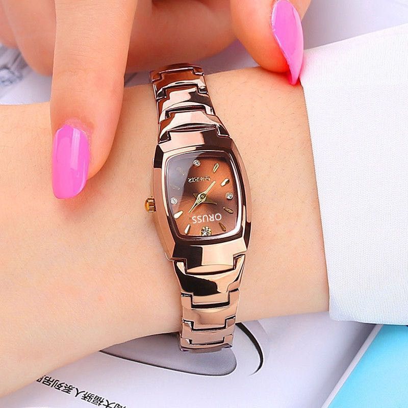 Popular Office Lady Women Dual Calendar Square Watch Popular High Quality 30M Waterproof Steel Band Calendar Women Watches Luminous Business Women's Date Watches Lovers' Ladies Leisure Metal Watches