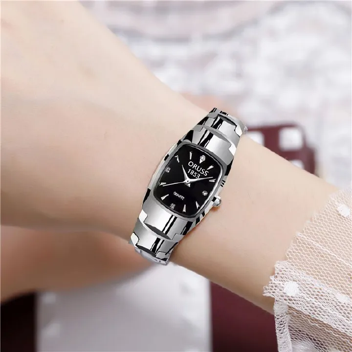 Popular Office Lady Women Dual Calendar Square Watch Popular High Quality 30M Waterproof Steel Band Calendar Women Watches Luminous Business Women's Date Watches Lovers' Ladies Leisure Metal Watches
