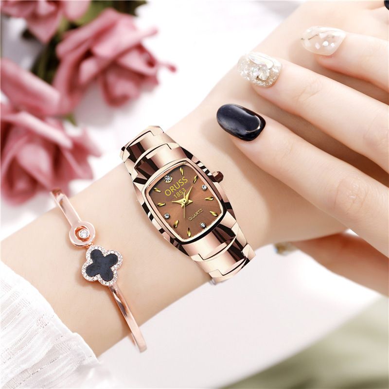Popular Office Lady Women Dual Calendar Square Watch Popular High Quality 30M Waterproof Steel Band Calendar Women Watches Luminous Business Women's Date Watches Lovers' Ladies Leisure Metal Watches