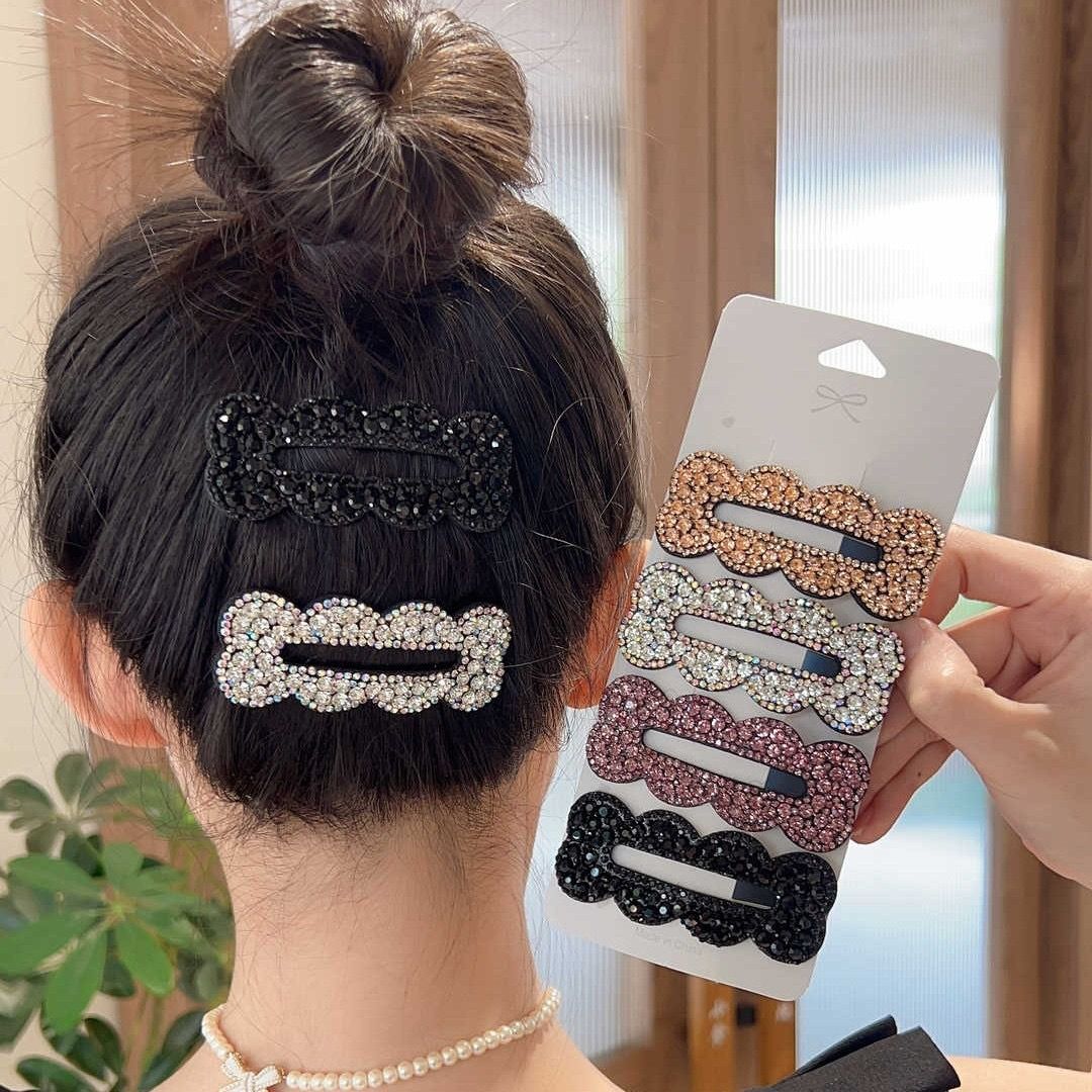 Fashion new 2024 Africa Korean Version Xiaoxiang Wind Ins Hair Clip Rhinobit BB Clip Rhinobit Edge Clip Bangs Hair Clip Headpiece Bangs Side Plush Hair Clip Hair for Wife Children's Hair Hair Clip
