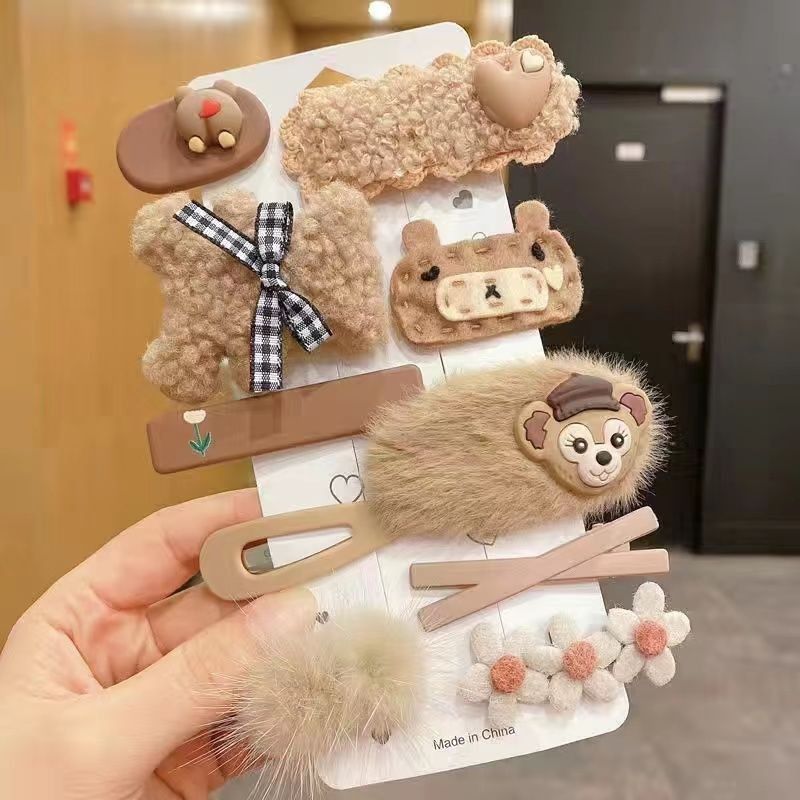 Fashion new 2024 Africa Korean Version Xiaoxiang Wind Ins Hair Clip Rhinobit BB Clip Rhinobit Edge Clip Bangs Hair Clip Headpiece Bangs Side Plush Hair Clip Hair for Wife Children's Hair Hair Clip