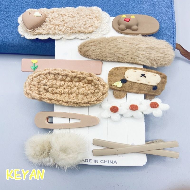 Fashion new 2024 Africa Korean Version Xiaoxiang Wind Ins Hair Clip Rhinobit BB Clip Rhinobit Edge Clip Bangs Hair Clip Headpiece Bangs Side Plush Hair Clip Hair for Wife Children's Hair Hair Clip
