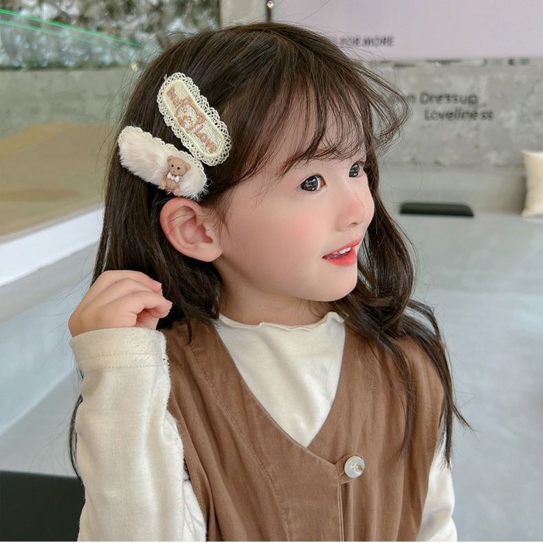 Fashion new 2024 Africa Korean Version Xiaoxiang Wind Ins Hair Clip Rhinobit BB Clip Rhinobit Edge Clip Bangs Hair Clip Headpiece Bangs Side Plush Hair Clip Hair for Wife Children's Hair Hair Clip