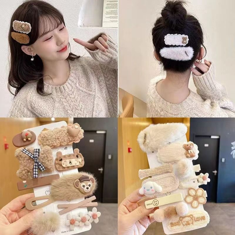 Fashion new 2024 Africa Korean Version Xiaoxiang Wind Ins Hair Clip Rhinobit BB Clip Rhinobit Edge Clip Bangs Hair Clip Headpiece Bangs Side Plush Hair Clip Hair for Wife Children's Hair Hair Clip