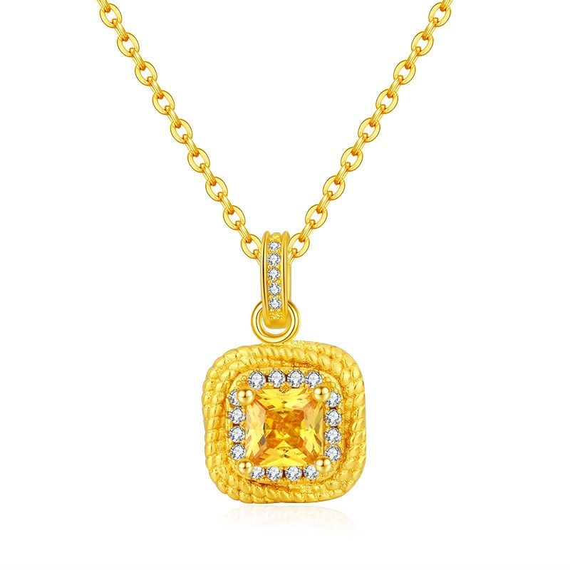 2024 African Popular Vietnam Sand Gold Diamond Square Sugar Pendant Women Simple Small Square Sugar Ring Earrings Square Sugar Gift three sets Party Decoration Jewelry Set