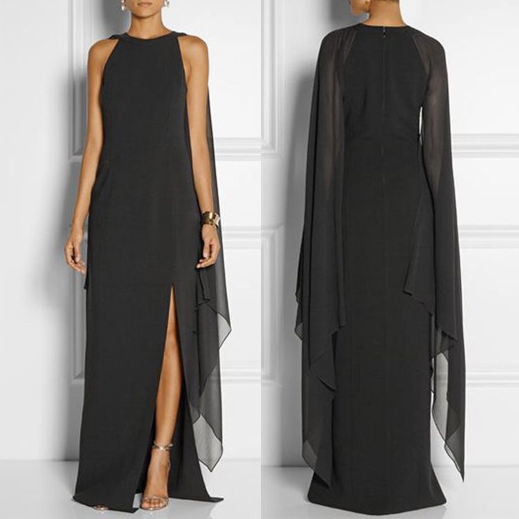 Hot Selling European and American Style Women's Chiffon Patchwork Grand Queen Evening Dress Parties Concerts Celebrations Lady Formal Dress  Girls Model Long Skirt