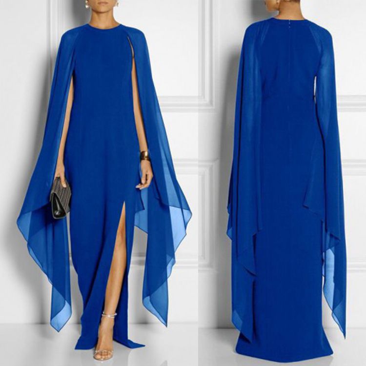 Hot Selling European and American Style Women's Chiffon Patchwork Grand Queen Evening Dress Parties Concerts Celebrations Lady Formal Dress  Girls Model Long Skirt