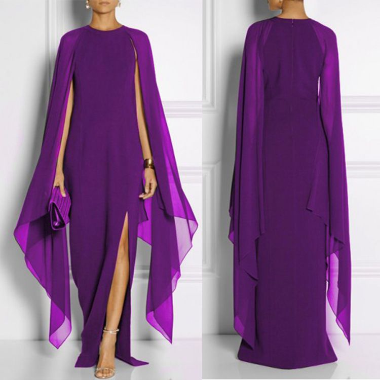 Hot Selling European and American Style Women's Chiffon Patchwork Grand Queen Evening Dress Parties Concerts Celebrations Lady Formal Dress  Girls Model Long Skirt