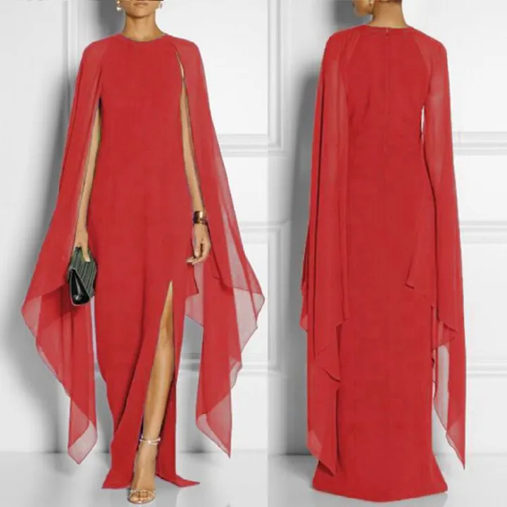 Hot Selling European and American Style Women's Chiffon Patchwork Grand Queen Evening Dress Parties Concerts Celebrations Lady Formal Dress  Girls Model Long Skirt