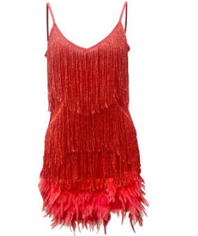 African Fashion Tassel Sequins Party Women's Evening Dress Multicolor Birthday Party Sexy V-neck Lace up Feather Splice Women's Casual Dress Concert Girls' Classmates sisters Shopping Dress