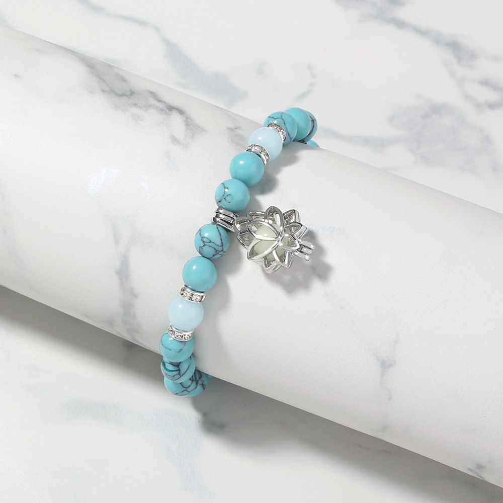 2024 Fashion New Product Yoga Turquoise Night Glow Lotus Bracelet Multi color Fluorescent Men's And Women's Fashion Accessories Bracelet Simple And Grand Bracelet