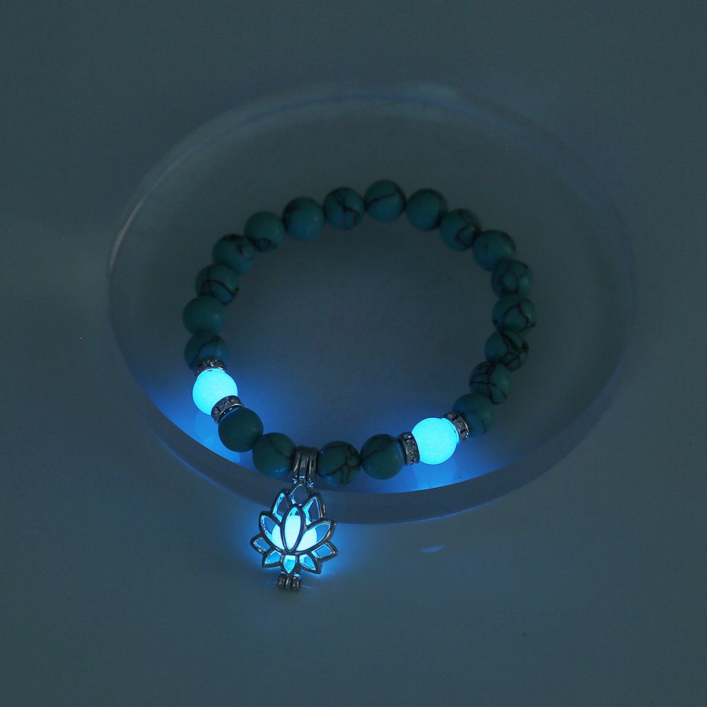 2024 Fashion New Product Yoga Turquoise Night Glow Lotus Bracelet Multi color Fluorescent Men's And Women's Fashion Accessories Bracelet Simple And Grand Bracelet