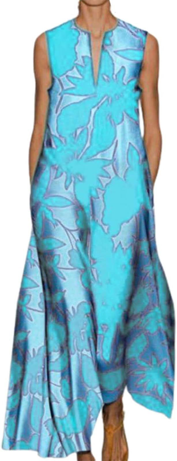 2024 New Summer Africa Hot Selling European and American Printed Fashion V-neck Sleeveless Printed Dress Daily Commuting Comfortable Dress Women's Party Casual Evening Dress Temperament Comfortable