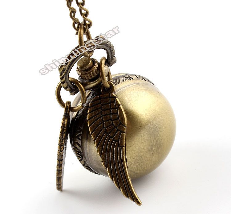 Harry Potter Thief Pocket Watch Necklace Harry Potter Multi Color Retro Pocket Watch New Stock Small Light Ball Big Wings Pocket Watch Student Watch Retro Watch Pocket Watch