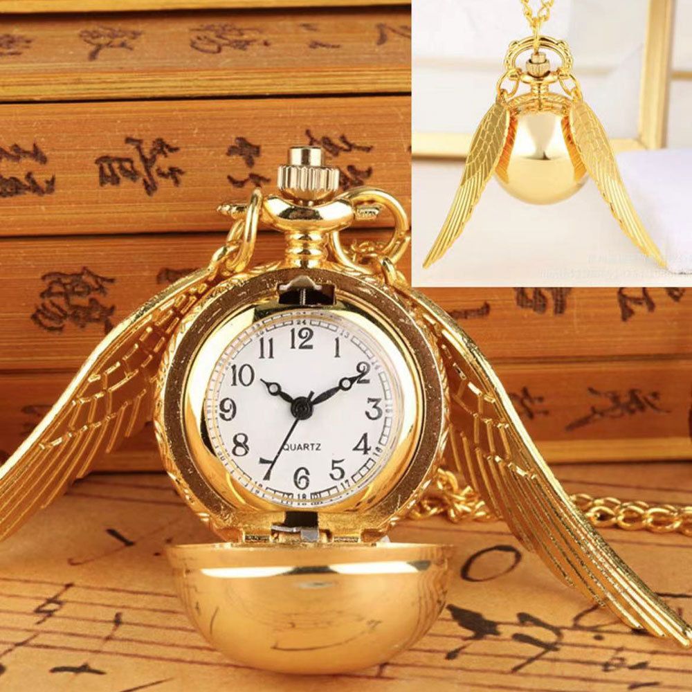 Harry Potter Thief Pocket Watch Necklace Harry Potter Multi Color Retro Pocket Watch New Stock Small Light Ball Big Wings Pocket Watch Student Watch Retro Watch Pocket Watch