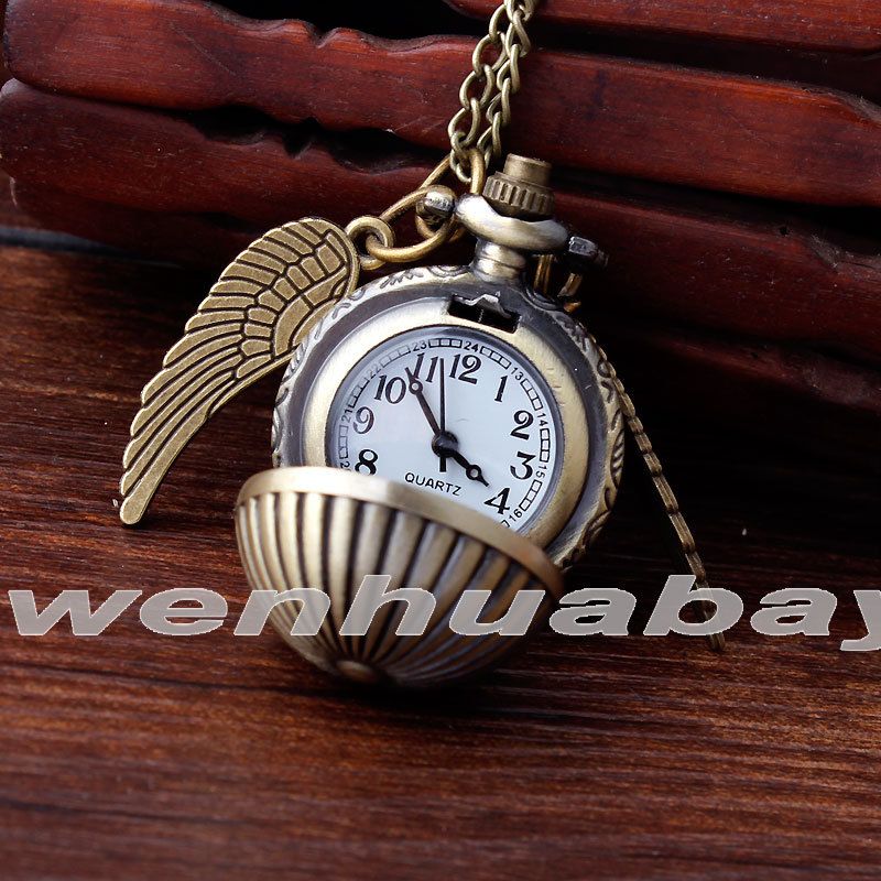 Harry Potter Thief Pocket Watch Necklace Harry Potter Multi Color Retro Pocket Watch New Stock Small Light Ball Big Wings Pocket Watch Student Watch Retro Watch Pocket Watch