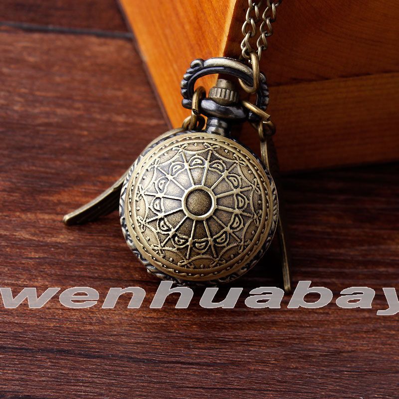 Harry Potter Thief Pocket Watch Necklace Harry Potter Multi Color Retro Pocket Watch New Stock Small Light Ball Big Wings Pocket Watch Student Watch Retro Watch Pocket Watch