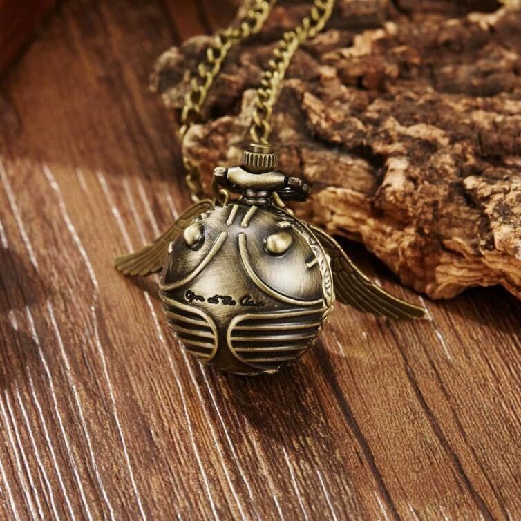 Harry Potter Thief Pocket Watch Necklace Harry Potter Multi Color Retro Pocket Watch New Stock Small Light Ball Big Wings Pocket Watch Student Watch Retro Watch Pocket Watch