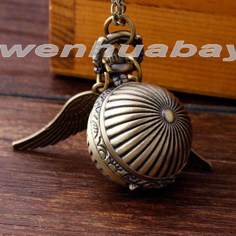Harry Potter Thief Pocket Watch Necklace Harry Potter Multi Color Retro Pocket Watch New Stock Small Light Ball Big Wings Pocket Watch Student Watch Retro Watch Pocket Watch
