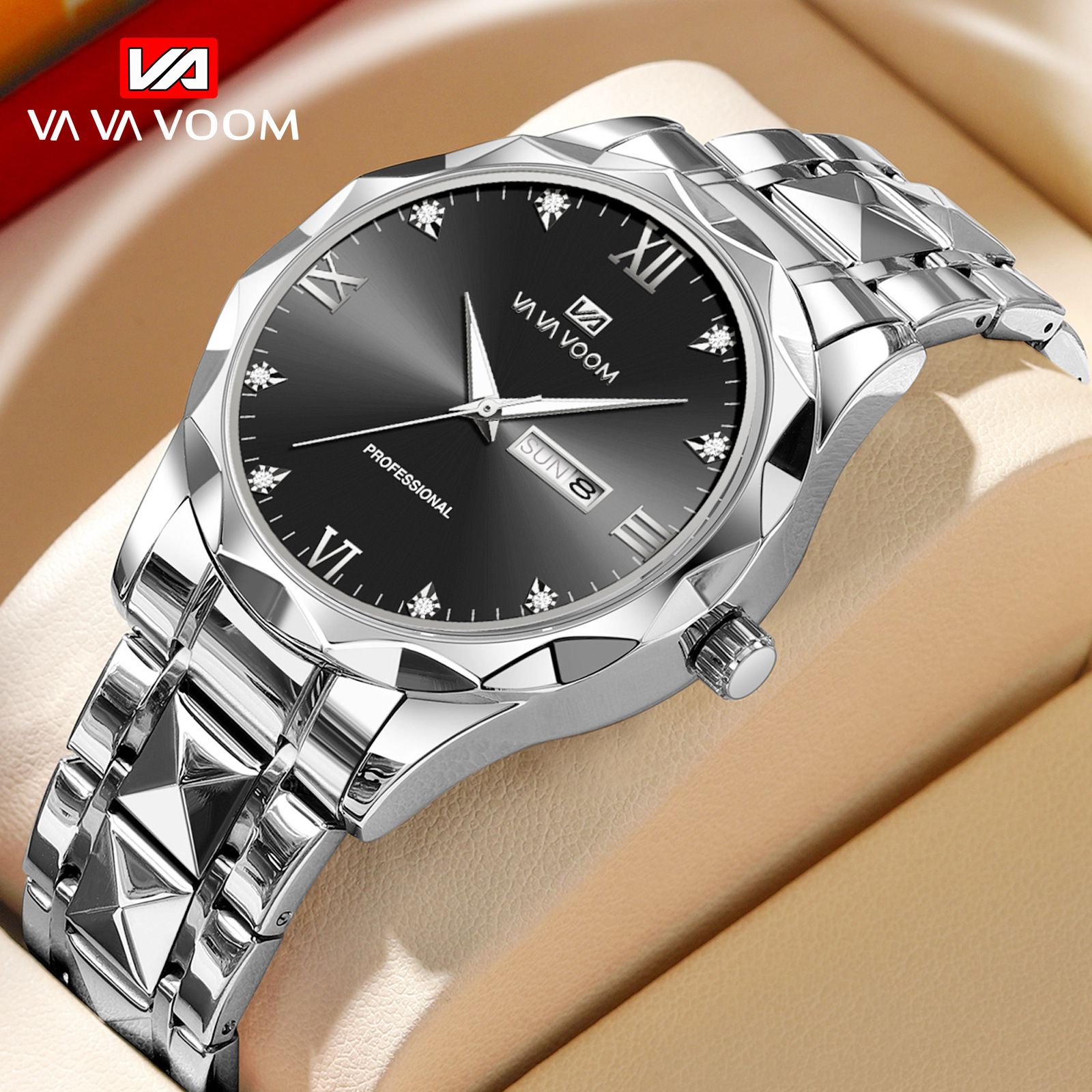 New Winner Mechanical Watch Men's Fashion Leisure  Classic Fashion Hollow Water Diamond Manual Mechanical Watch Men's Business Watch Waterproof Night Glow Calendar Watch Cool Boys Fashion Watch
